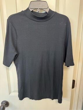 Madewell Black Short-Sleeve Mock Neck Tee